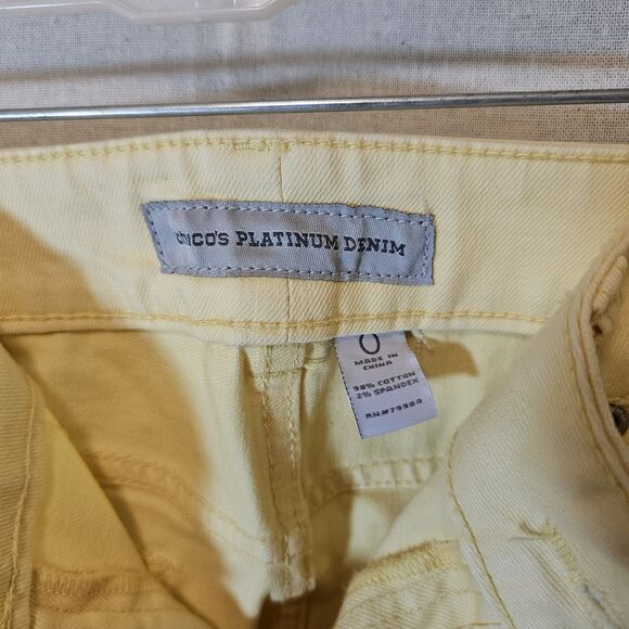 Chicos Sz 0 Womens 4 XS Platinum Denim Jeans Ultimate Fit Ankle Yellow Flaw - Picture 5 of 15